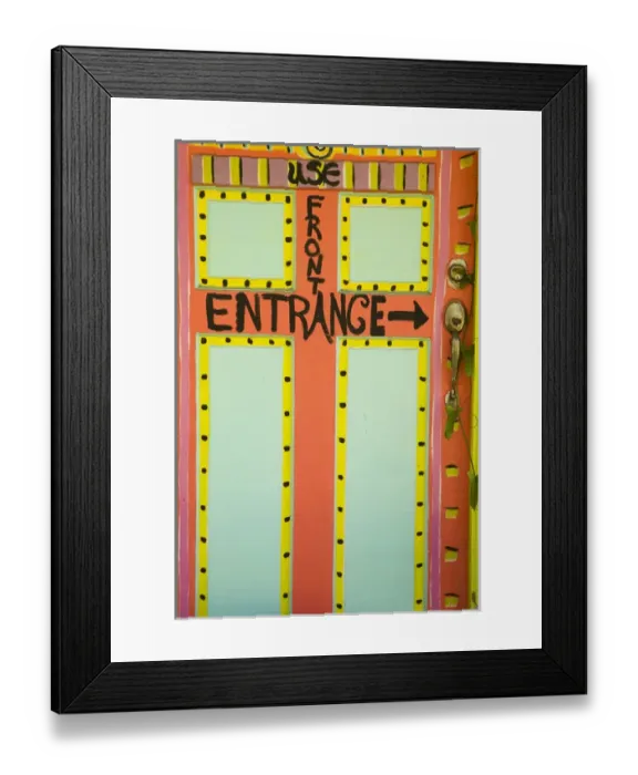 Framed Print : North America, USA, Georgia, Darien. Door to cafe and store. (PR)
