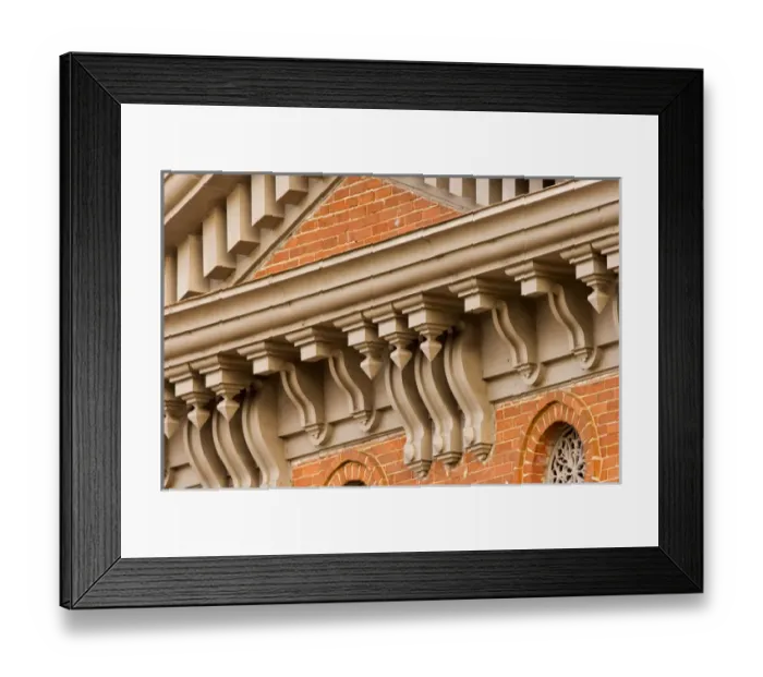Framed Print : USA; Georgia; Americus; Architectural details on an old building Framed Print : USA; Georgia; Americus; Architectural details on an old building