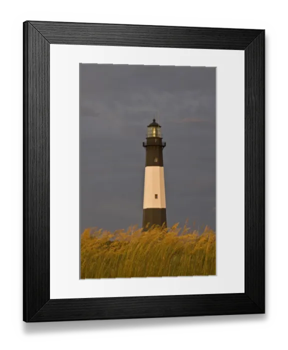 Framed Print : North America; USA; Georgia; Tybee Island; Lighthouse and seaoats in early moring Framed Print : North America; USA; Georgia; Tybee Island; Lighthouse and seaoats in early moring