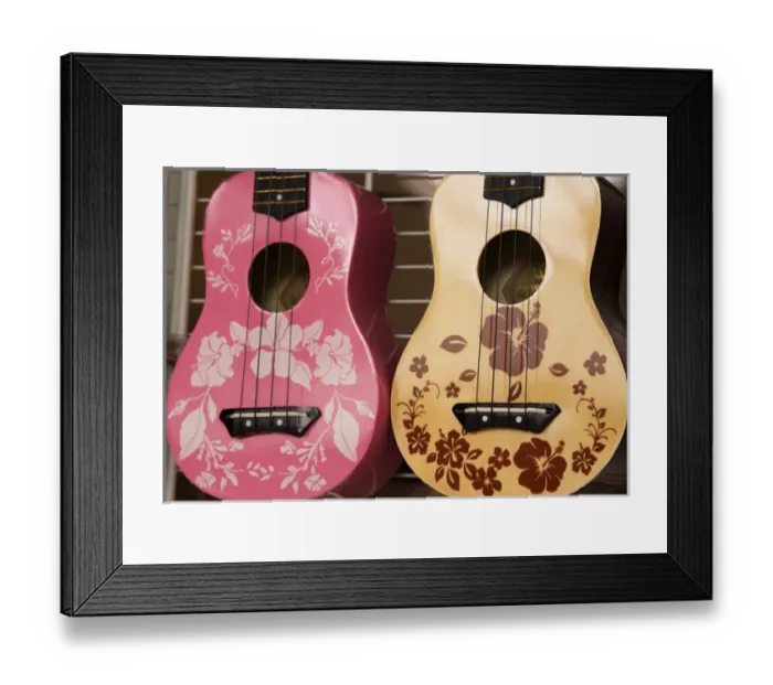 Framed Print : USA, Hawaii, Kona. Two painted ukuleles on display in shop. Credit as: Wendy Kaveney Framed Print : USA, Hawaii, Kona. Two painted ukuleles on display in shop. Credit as: Wendy Kaveney