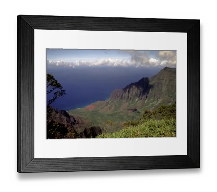 Framed Print : USA, Hawaii, Kauai. Land view of Na Pali cliffs