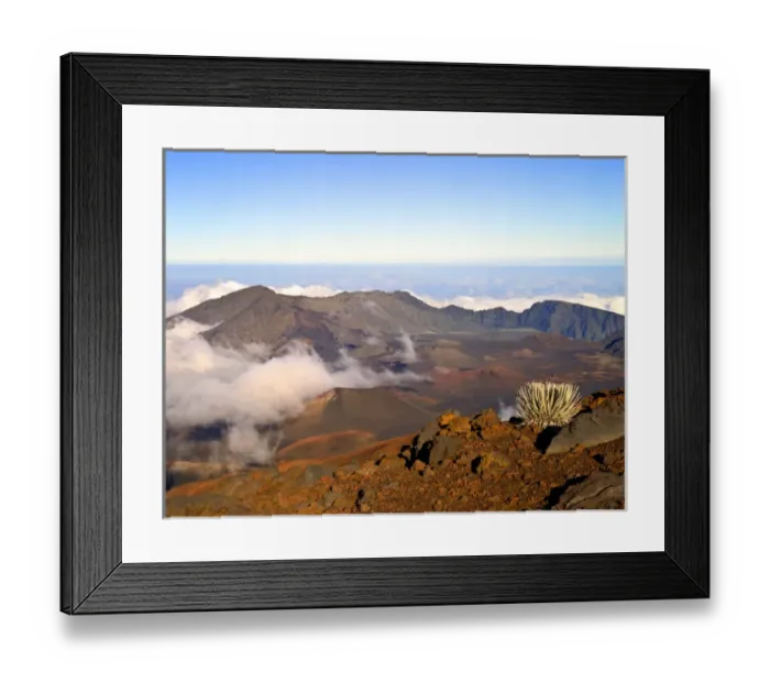 Framed Print : USA, Hawaii, Maui, Haleakala National Park, Haleakala Crater from Crater Rim and Silversword Framed Print : USA, Hawaii, Maui, Haleakala National Park, Haleakala Crater from Crater Rim and Silversword