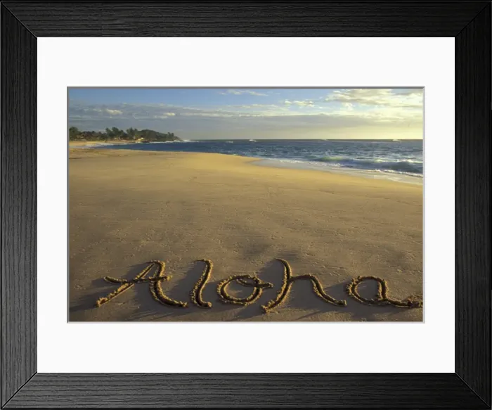 Framed Print : USA, Hawaii Aloha written on Hawaiian beach Used in World