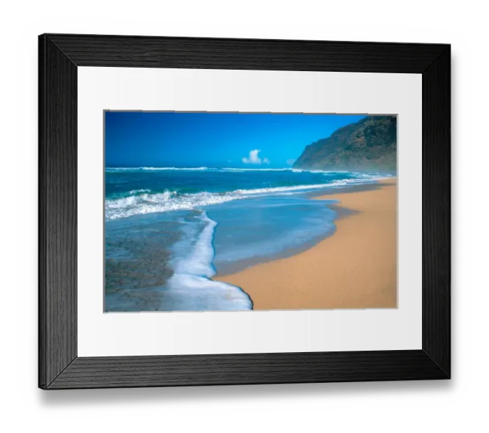 Framed Print : Barking Sands Beach on Kauai, Hawaii. wave, water, ocean, coast, shore, crashing