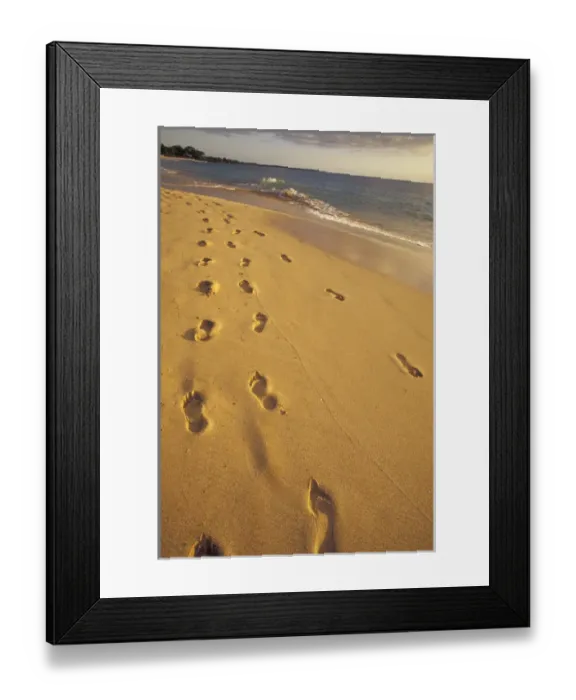 Framed Print : USA, Hawaii, Maui, Makena Beach Footprints in the sand, evening light Framed Print : USA, Hawaii, Maui, Makena Beach Footprints in the sand, evening light