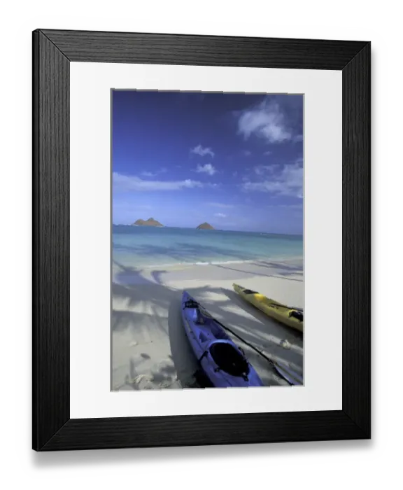 Framed Print : USA, Hawaii, Oahu, Lanikai Beach, Kayaks on white sand beach Framed Print : USA, Hawaii, Oahu, Lanikai Beach, Kayaks on white sand beach