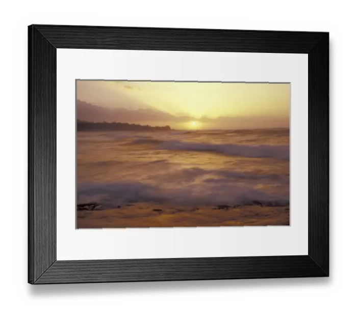 Framed Print : USA, Hawaii, Maui, Oahu, North Shore Sunset, surf from Kulima Point Framed Print : USA, Hawaii, Maui, Oahu, North Shore Sunset, surf from Kulima Point