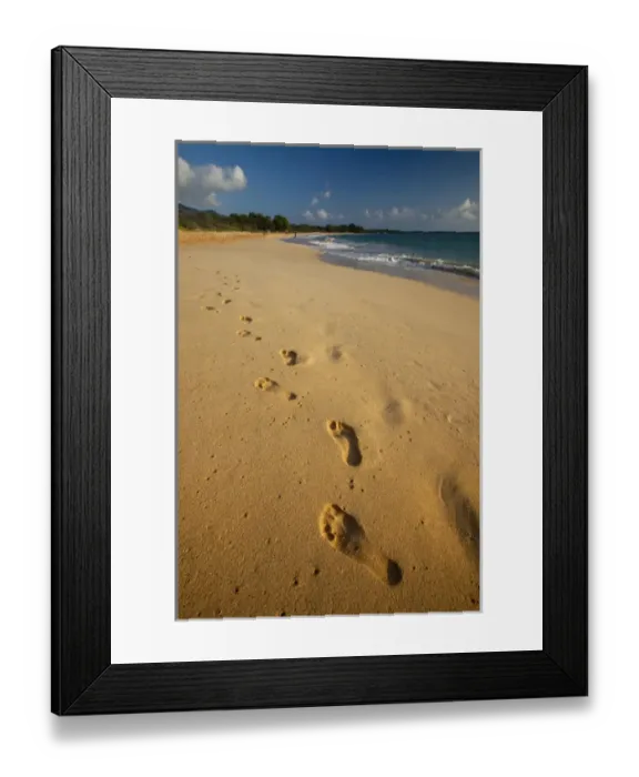 Framed Print : Big Beach, Makena on the Island of Maui, Hawaii evening light with footprints in the sand Framed Print : Big Beach, Makena on the Island of Maui, Hawaii evening light with footprints in the sand