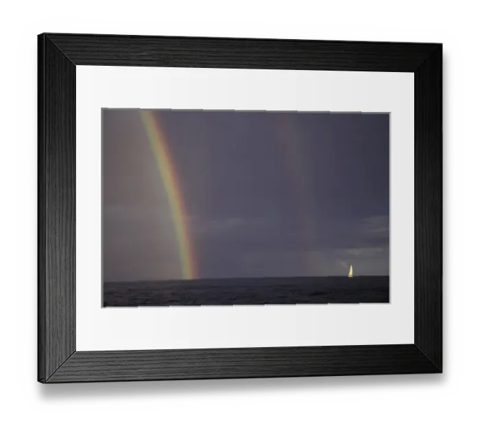Framed Print : N. A. USA, Hawaii, Maui Rainbow and sailboat