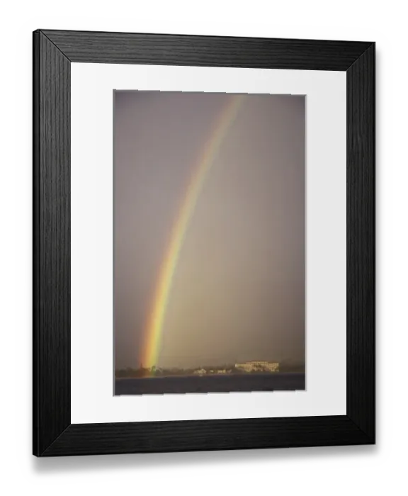 Framed Print : N. A. USA, Hawaii, Lahaina Rainbow and town of Lahaina