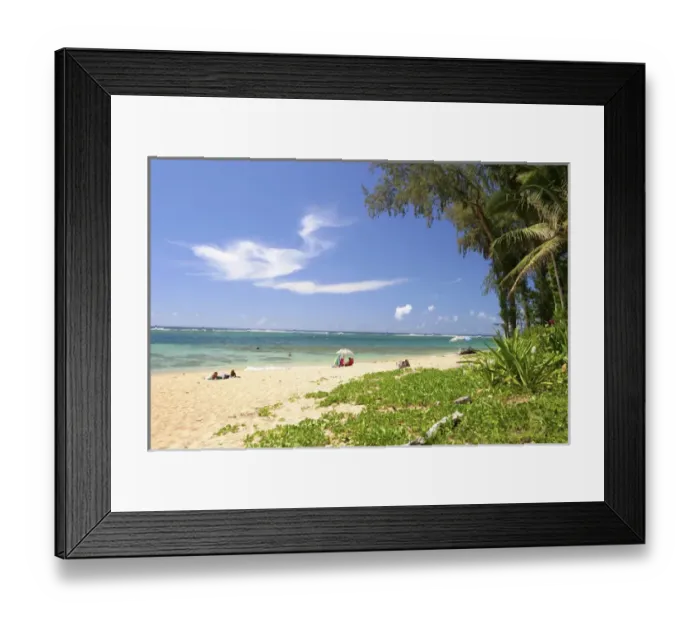 Framed Print : Kauai, Hawaii, USA. Beautiful afternoons on the beach at Hanalei Bay on Hawaii s
