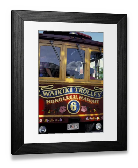 Framed Print : Hawaii, Oahu, Honolulu Waikiki Trolley bus Framed Print : Hawaii, Oahu, Honolulu Waikiki Trolley bus