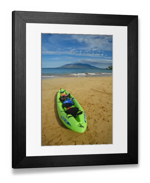 Framed Print : USA, Hawaii, Maui. Kayak on Wailea Beach ready to hit the surf Framed Print : USA, Hawaii, Maui. Kayak on Wailea Beach ready to hit the surf