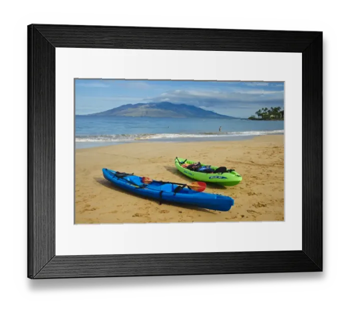 Framed Print : USA, Hawaii, Maui. Kayaks on Wailea Beach ready to hit the surf Framed Print : USA, Hawaii, Maui. Kayaks on Wailea Beach ready to hit the surf