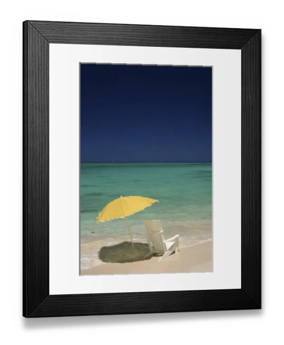 Framed Print : North America, USA, Hawaii. Beach chair and umbrella