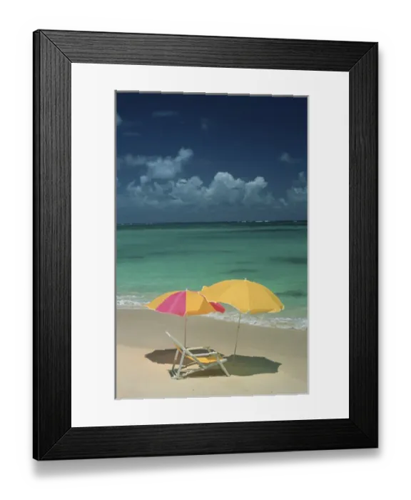 Framed Print : North America, USA, Hawaii. Beach chair and umbrellas Framed Print : North America, USA, Hawaii. Beach chair and umbrellas