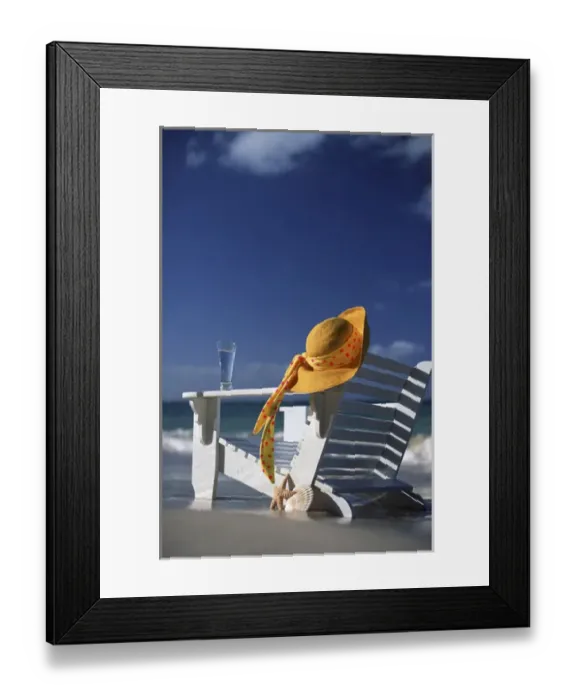 Framed Print : North America, USA, Hawaii. Beach chair