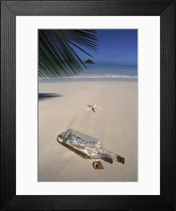 Framed Print : North America, USA, Hawaii. Message in a bottle