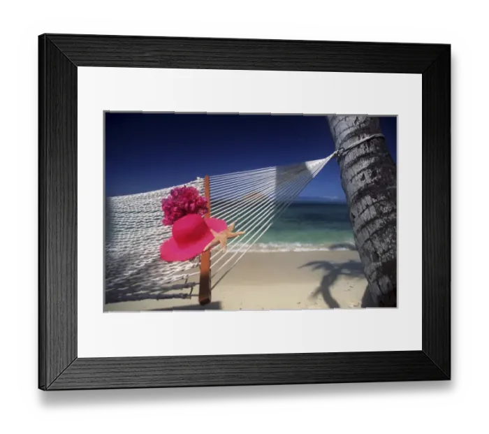 Framed Print : North America, USA, Hawaii. Sun hat sitting on hammock, still life Framed Print : North America, USA, Hawaii. Sun hat sitting on hammock, still life