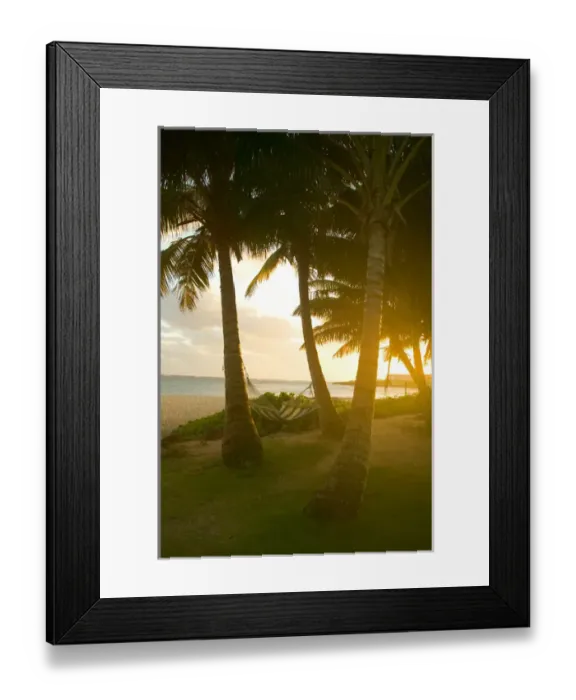 Framed Print : USA, HI, Kauai, Ship Wreck Beach and waiting Hamock