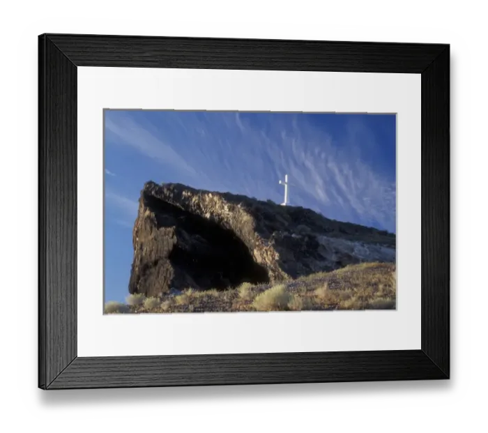 Framed Print : A cross stands proud atop Lizard Butte, Canyon County, ID, USA