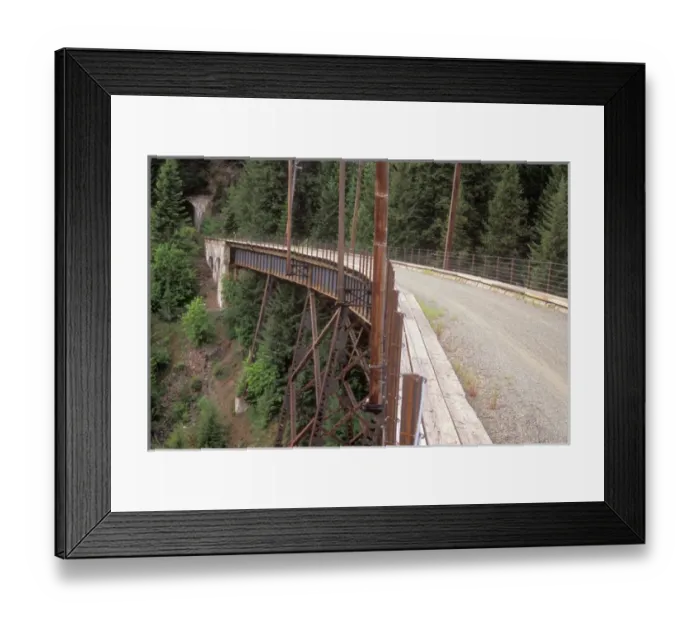 Framed Print : USA, Idaho, Haiwatha Trail. An old train trestle that is now part of the Haiwatha