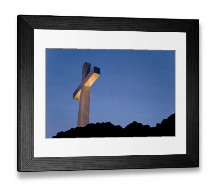 Framed Print : USA, Idaho, Caldwell. Lizard Butte cross is lit for a special event Framed Print : USA, Idaho, Caldwell. Lizard Butte cross is lit for a special event