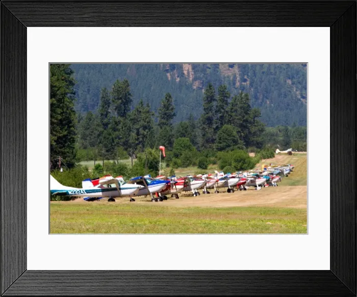 Framed Print : Airstrip with airplanes parked at Garden Valley in the Boise National Forest, Idaho Framed Print : Airstrip with airplanes parked at Garden Valley in the Boise National Forest, Idaho