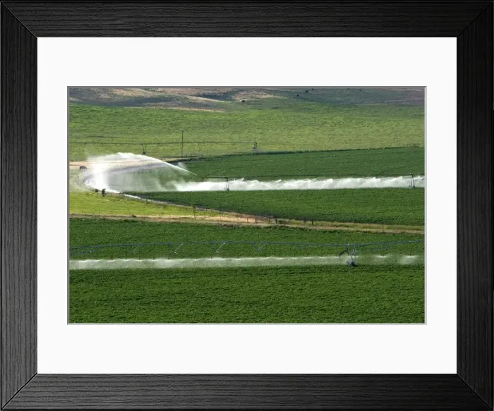 Framed Print : Irrigation on farmland near Glenns Ferry, Idaho