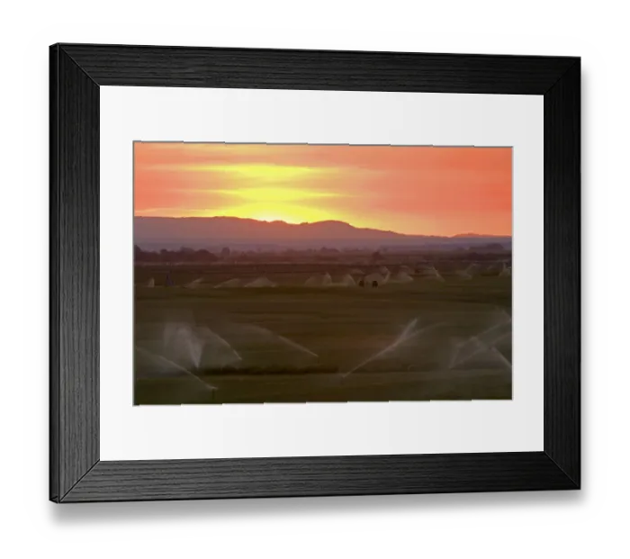 Framed Print : Sunset on farmland irrigation near Grandview, Idaho Framed Print : Sunset on farmland irrigation near Grandview, Idaho