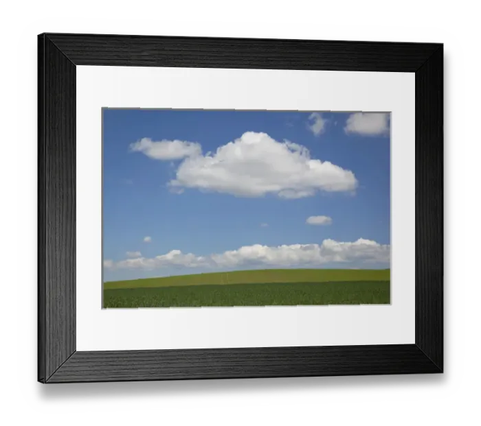 Framed Print : ID, The Palouse, Latah County, Green farm field, sky, and clouds, Genesee area