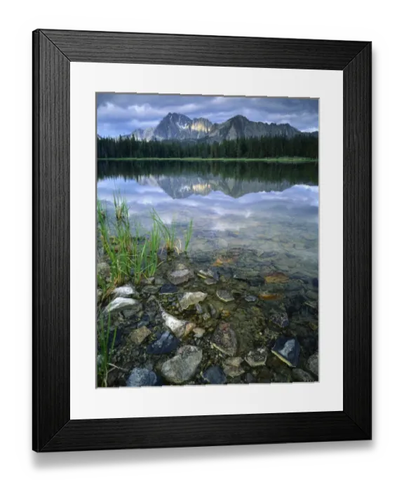 Framed Print : SAWTOOTH NATIONAL RECREATION AREA, IDAHO. USA. Stones along shore of Frog Lake. Castle Framed Print : SAWTOOTH NATIONAL RECREATION AREA, IDAHO. USA. Stones along shore of Frog Lake. Castle