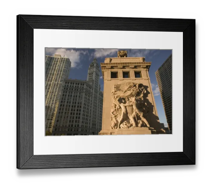 Framed Print : USA, Illinois, Chicago: Late Afternoon Light on Michigan Avenue Bridge Frieze & Wrigley Framed Print : USA, Illinois, Chicago: Late Afternoon Light on Michigan Avenue Bridge Frieze & Wrigley