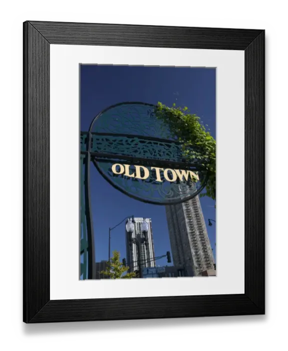 Framed Print : USA, Illinois, Chicago, North Side: Old Town Sign on North Wells Street