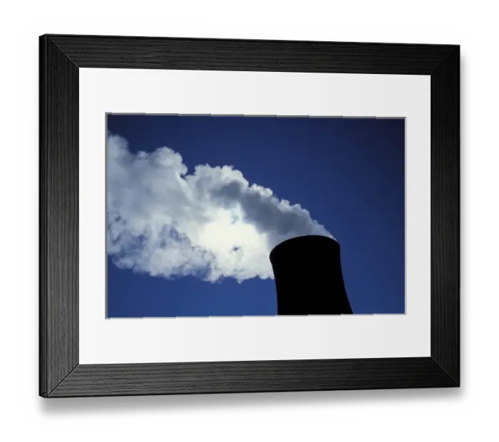 Framed Print : N. A. USA, Indiana, Michigan City Steam billowing from stack Framed Print : N. A. USA, Indiana, Michigan City Steam billowing from stack