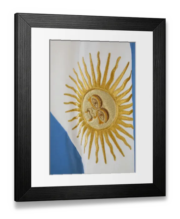 Framed Print : South America, Argentina, Mendoza. Details of sunburst on Argentinas flag. Credit as Framed Print : South America, Argentina, Mendoza. Details of sunburst on Argentinas flag. Credit as