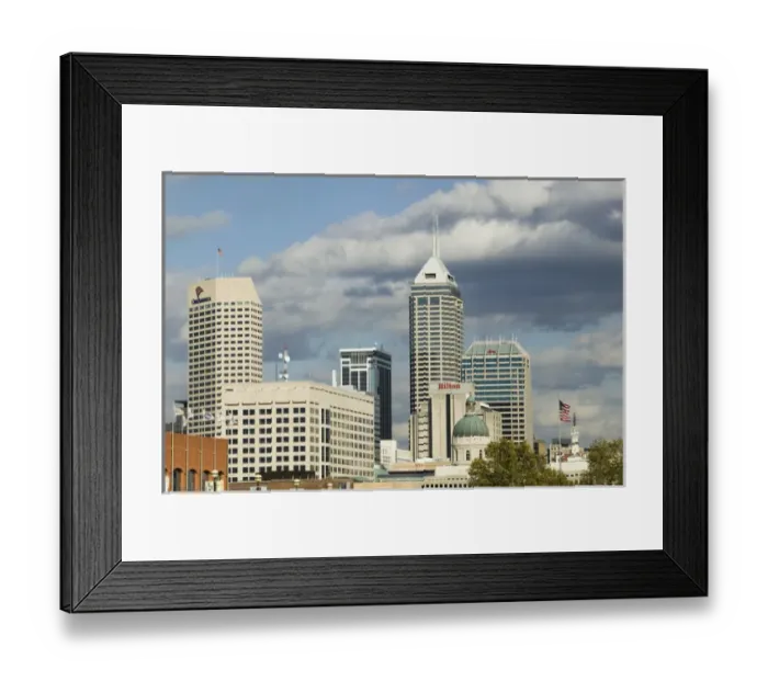 Framed Print : USA-Indiana-Indianapolis: City Skyline from White River Park  /  Late Afternoon