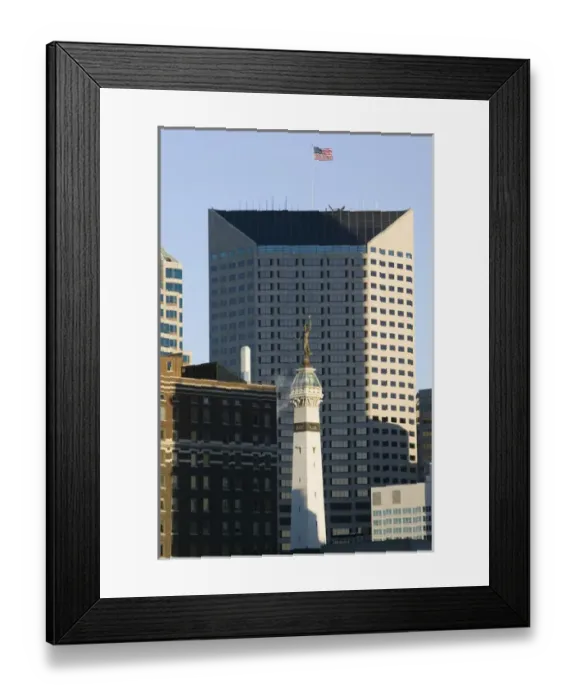 Framed Print : USA-Indiana-Indianapolis: Downtown- Soldiers & Sailors Monument and One America