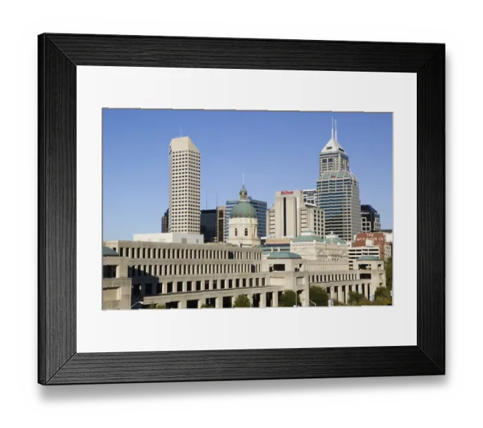 Framed Print : USA-Indiana-Indianapolis: Downtown View with State Capitol and Government Center