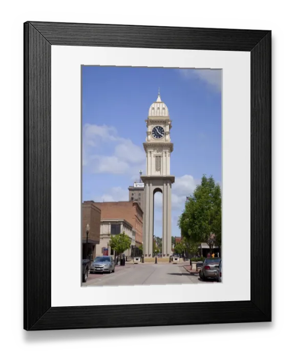 Framed Print : IA, Dubuque, Town Clock Plaza, Town clock originally erected atop a building in 1873 Framed Print : IA, Dubuque, Town Clock Plaza, Town clock originally erected atop a building in 1873
