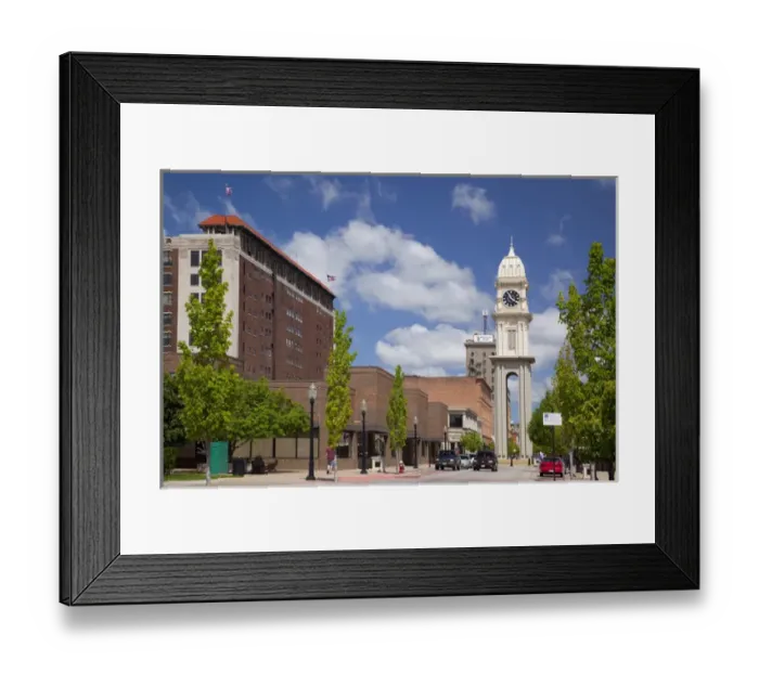 Framed Print : IA, Dubuque, Town Clock Plaza, Town clock originally erected atop a building in 1873 Framed Print : IA, Dubuque, Town Clock Plaza, Town clock originally erected atop a building in 1873