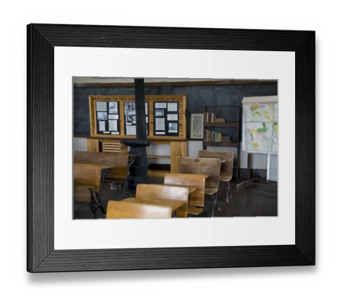Framed Print : United States, Kansas. A classroom in the schoolhouse on the Tallgrass Prairie National