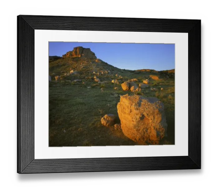 Framed Print : USA, Kansas, Cimarron National Grassland, Boulders at sunset at the Point of Rocks Framed Print : USA, Kansas, Cimarron National Grassland, Boulders at sunset at the Point of Rocks