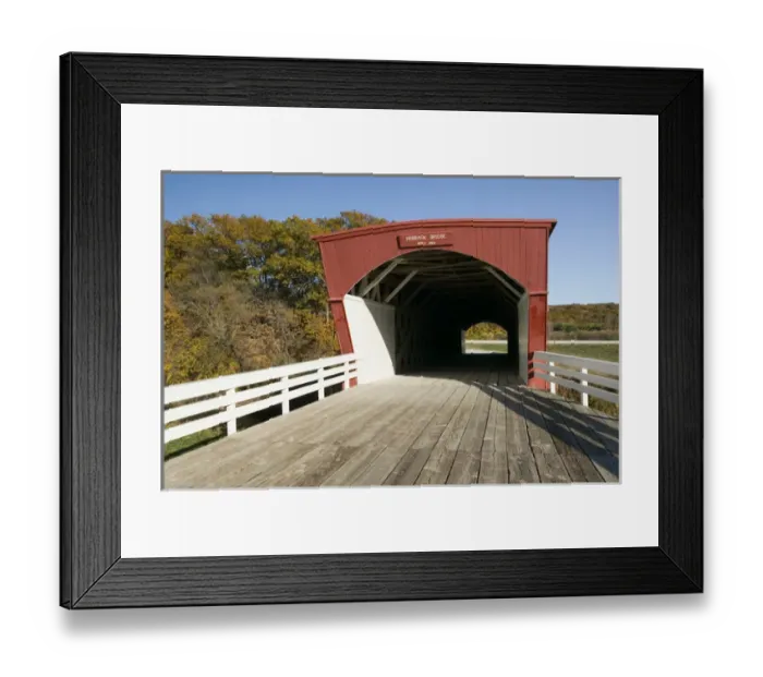 Framed Print : USA-IOWA-Madison County-Winterset: Covered Bridge Capital of Iowa- Hogback Covered Bridge (b
