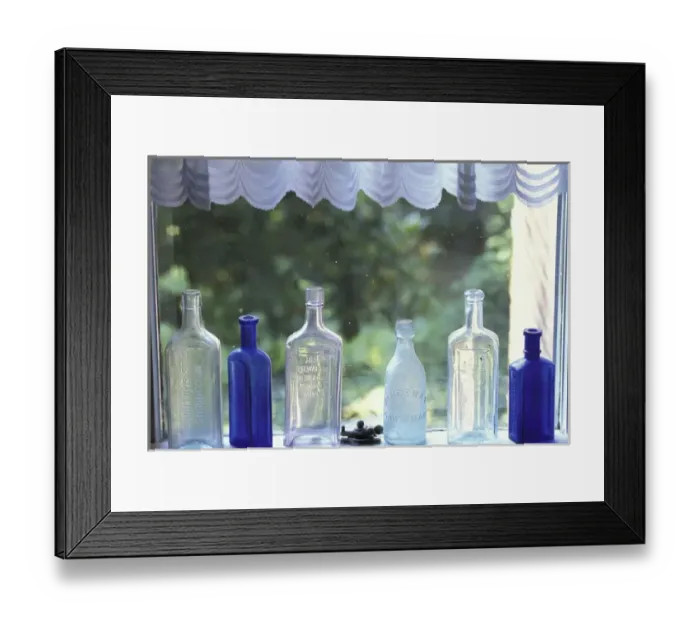 Framed Print : NA, USA, Kentucky Antique bottles in window