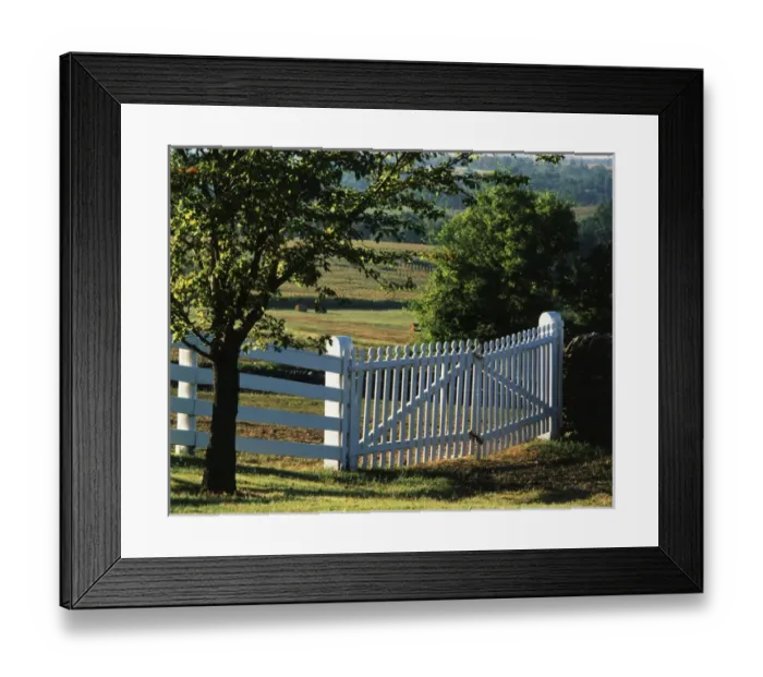 Framed Print : USA, Kentucky, Pleasant Hill, White Shaker fence