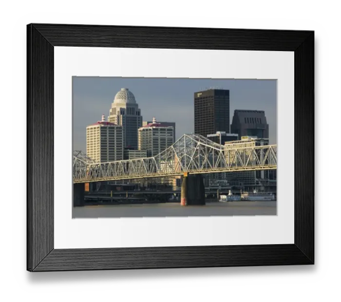 Framed Print : USA-Kentucky-Louisville: City View and Clark Memorial Bridge / Morning Framed Print : USA-Kentucky-Louisville: City View and Clark Memorial Bridge / Morning