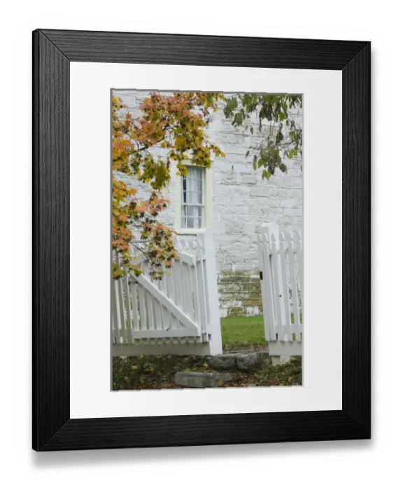 Framed Print : USA-Kentucky-Harrodsburg: Shaker Village of Pleasant Hill- Detail of White Framed Print : USA-Kentucky-Harrodsburg: Shaker Village of Pleasant Hill- Detail of White