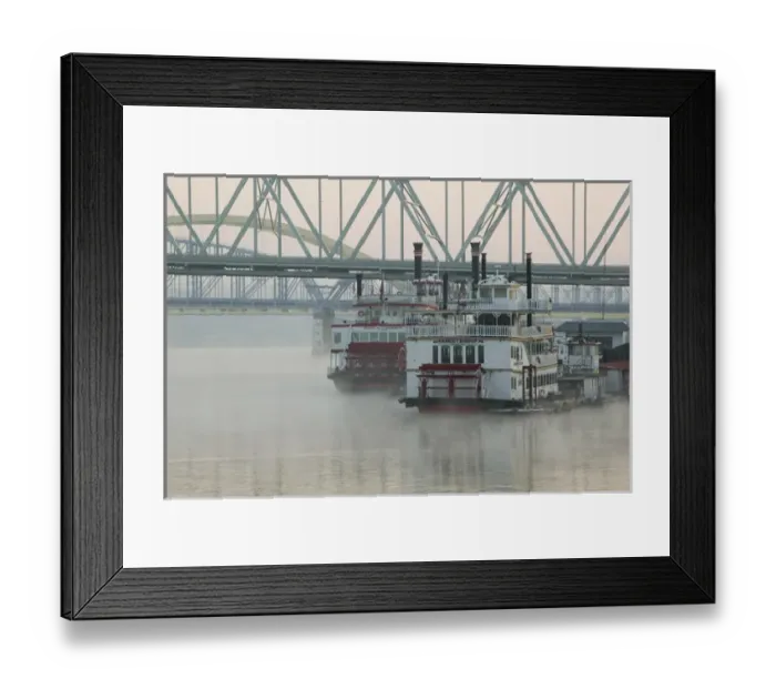 Framed Print : USA-Kentucky-Newport: Tall Stacks Riverboats / Riverboat Row on the Ohio River / Dawn Framed Print : USA-Kentucky-Newport: Tall Stacks Riverboats / Riverboat Row on the Ohio River / Dawn