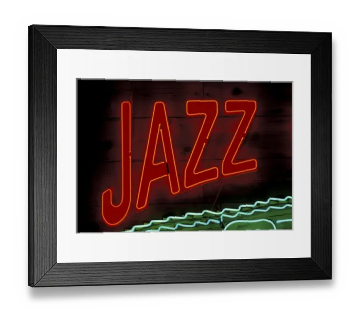 Framed Print : LA, New Orleans. Neon jazz sign on Bourbon St. French Quarter